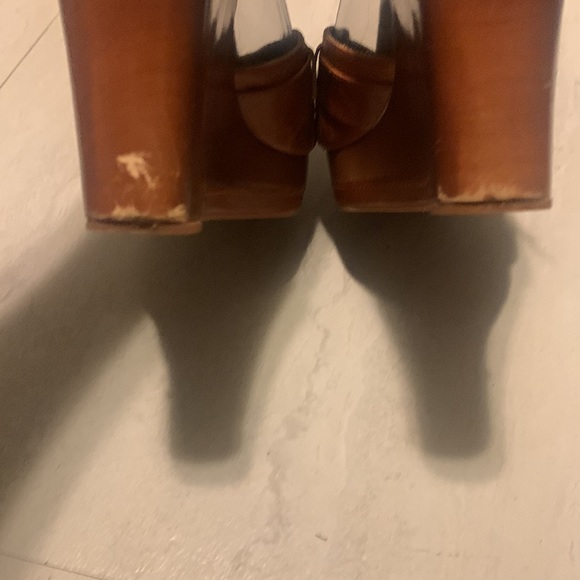 N.Y.L.A. Women's Brown Leather Strap Heeled Sandals Size 10 (FLAWS) - Picture 12 of 15